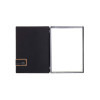 Porta Menu 23,2x31,8 cm (A4) etichetta PATCH nera "menu" 2 buste (4 facciate) elastico nero ECOMODA NERO sp. 0.6