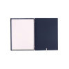 menu holder 23,2x31,8 cm (A4) "personalized" METAL label (min. 18 pcs) 2 envelopes (4 sides) elastic JUTE BLUE