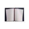 menu holder 16,5x23,1 cm (GOLFO) "personalized" METAL label (min. 18 pcs) 2 envelopes (4 sides) elastic JUTE BLUE