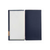 menu holder 17,4x31,8 cm (4RE) PATCH label "personalized" (min. 18 pcs) 2 envelopes (4 sides) elastic JUTE BLUE