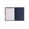 menu holder 16,5x23,1 cm (GOLFO) PATCH label "personalized" (min. 18 pcs) 2 envelopes (4 sides) elastic JUTE BLUE