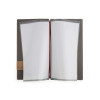 Porta Menu 17,4x31,8 cm (4RE) etichetta PATCH "menu" 2 buste (4 facciate) elastico rosso JUTA GRIGIA
