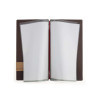 Porta Menu 17,4x31,8 cm (4RE) etichetta PATCH "menu" 2 buste (4 facciate) elastico rosso JUTA MARRONE