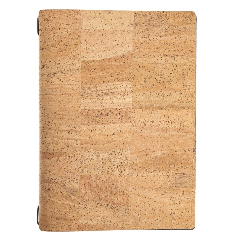 Porta Menu A4 (23,2x31,8 cm) senza etichetta 2 buste (4 facciate) elastico nero SUGHERO NATURALE sp. 1.4