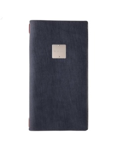 Porta Menu A4 SLIM (17,4x31,8 cm) etichetta METAL "personalizzata" (minimo 18 pezzi) solo elastico rosso JUTA BLU