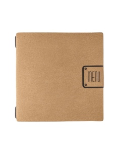Porta Menu QUADRATO (23x23,1 cm) etichetta PATCH "menu" solo elastico nero ECOMENU NATURALE sp. 0.6