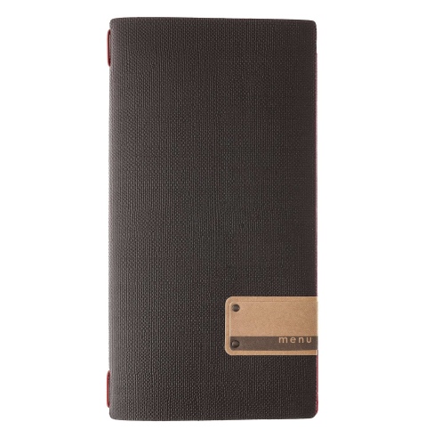 Porta Menu A4 SLIM (17,4x31,8 cm) etichetta PATCH "menu" 2 buste (4 facciate) elastico rosso JUTA BICOLOR