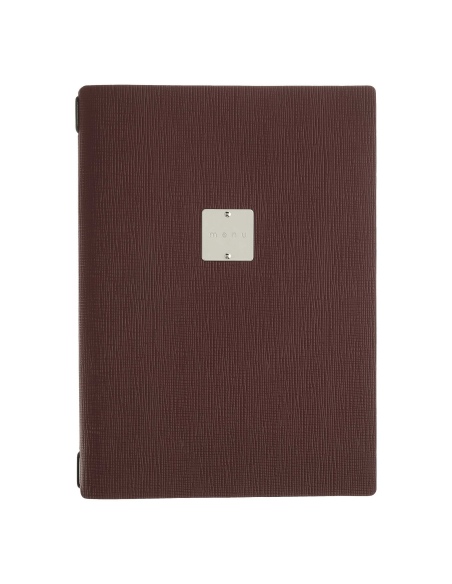 Porta Menu A4 (23,2x31,8 cm) etichetta METAL "menu" solo elastico nero CHEF BORDEAUX