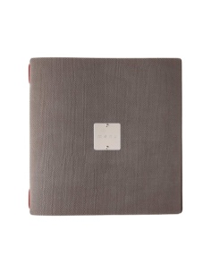 Porta Menu QUADRATO (23x23,1 cm) etichetta METAL "menu" 2 buste (4 facciate) elastico rosso JUTA GRIGIO