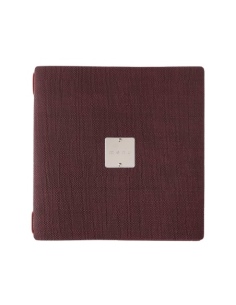 Porta Menu QUADRATO (23x23,1 cm) etichetta METAL "menu" 2 buste (4 facciate) elastico rosso JUTA BORDEAUX