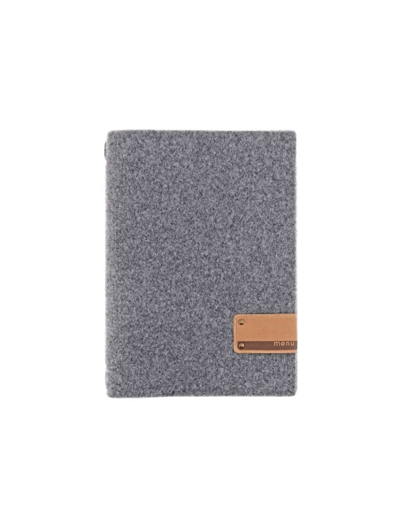 Porta Menu A4 (23,2x31,8 cm) etichetta PATCH "menu" 2 buste (4 facciate) elastico nero GO-GREEN GRIGIO