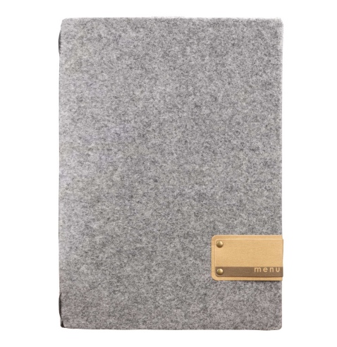 Porta Menu A4 (23,2x31,8 cm) etichetta PATCH "personalizzata" (minimo 18 pezzi) solo elastico nero GO-GREEN GRIGIO