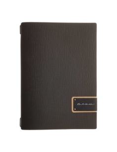 Porta Menu A4 (23,2x31,8 cm) etichetta PATCH "menu" solo elastico nero CHEF MARRONE
