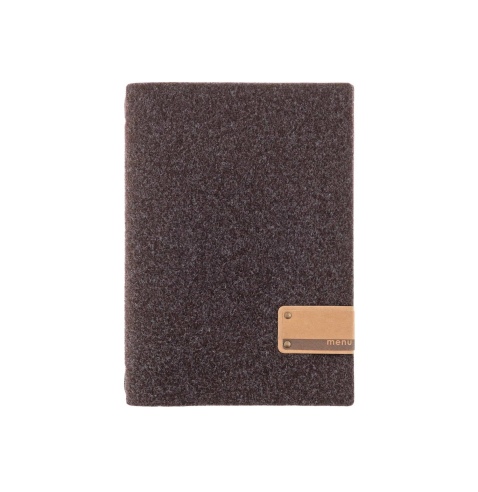 Porta Menu A4 (23,2x31,8 cm) etichetta PATCH "menu" 2 buste (4 facciate) elastico nero GO-GREEN MARRONE