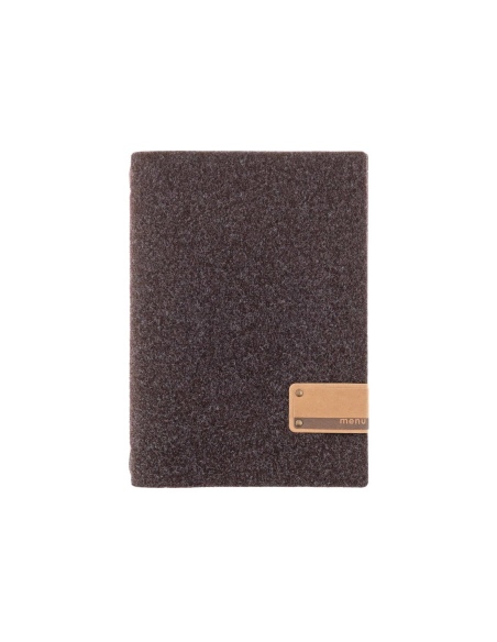 Porta Menu A4 (23,2x31,8 cm) etichetta PATCH "menu" 2 buste (4 facciate) elastico nero GO-GREEN MARRONE