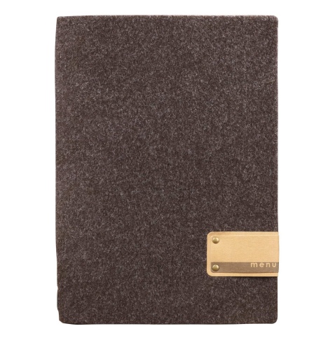 Porta Menu A4 (23,2x31,8 cm) etichetta PATCH "menu" solo elastico nero GO-GREEN MARRONE