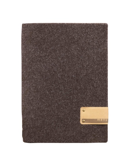Porta Menu A4 (23,2x31,8 cm) etichetta PATCH "menu" solo elastico nero GO-GREEN MARRONE