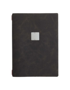Porta Menu A4 (23,2x31,8 cm) etichetta METAL "menu" solo elastico rosso JUTA MARRONE