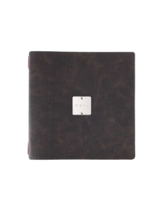 Porta Menu QUADRATO (23x23,1 cm) etichetta METAL "menu" solo elastico rosso JUTA MARRONE