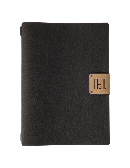 Porta Menu A4 (23,2x31,8 cm) etichetta PATCH "menu" solo elastico nero ECOMENU NERO sp. 0.6