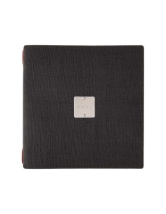 Porta Menu QUADRATO (23x23,1 cm) etichetta METAL "personalizzata" (minimo 18 pezzi) solo elastico rosso JUTA NERO