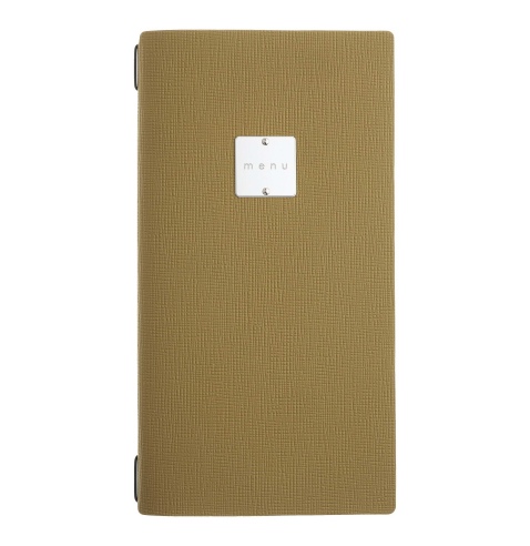 Porta Menu A4 SLIM (17,4x31,8 cm) etichetta METAL "menu" 2 buste (4 facciate) elastico nero CHEF OCRA