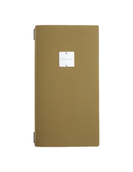 Porta Menu A4 SLIM (17,4x31,8 cm) etichetta METAL "menu" 2 buste (4 facciate) elastico nero CHEF OCRA