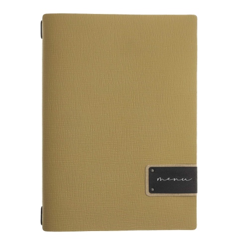 Porta Menu A4 (23,2x31,8 cm) etichetta PATCH "menu" 2 buste (4 facciate) elastico nero CHEF OCRA