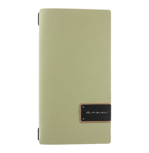 Porta Menu A4 SLIM (17,4x31,8 cm) etichetta PATCH "personalizzata" (minimo 18 pezzi) 2 buste (4 facciate) elastico nero CHEF SAL