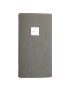 Porta Menu A4 SLIM (17,4x31,8 cm) etichetta METAL "personalizzata" (minimo 18 pezzi) 2 buste (4 facciate) elastico nero CHEF TOR