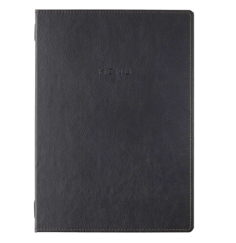 Porta Menu GOURMET A4 (23,2x32 cm) - solo elastico - scritta menu - colore NERO