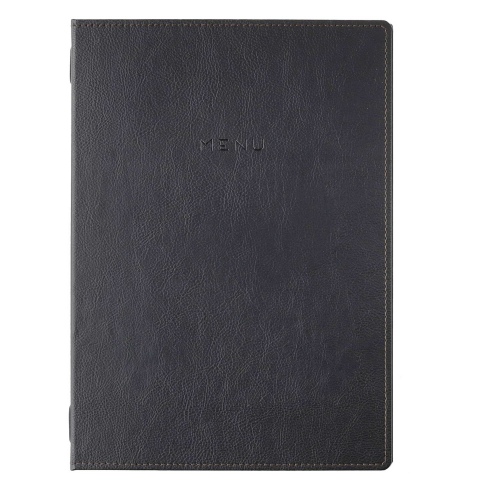 Porta Menu GOURMET A4 (23,2x32 cm) - cornicetta (4 facciate) - scritta menu - colore NERO