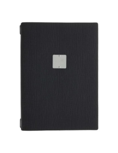 Porta Menu A4 (23,2x31,8 cm) etichetta METAL "menu" 2 buste (4 facciate) elastico nero CHEF NERO