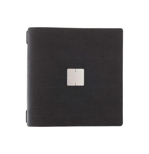 Porta Menu QUADRATO (23x23,1 cm) etichetta METAL "menu" 2 buste (4 facciate) elastico nero CHEF NERO