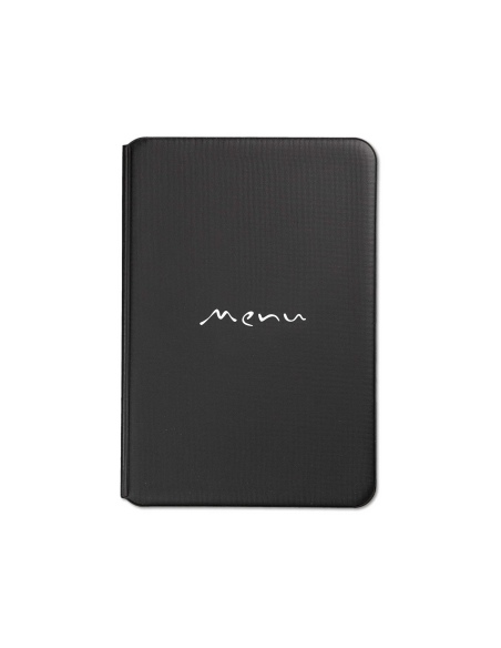 Porta Menu TOSCANA A5 scritta menu serigrafata 6 buste + 2 tasche NERO TEX