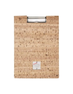 CITY MENU porta menu A4 etichetta METAL "personalizzata" (minimo 18 pezzi) molla ferma fogli SUGHERO NATURALE sp. 1.4 2