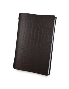 Porta Menu A4 (23,2x31,8 cm) senza etichetta 2 buste (4 facciate) elastico nero FASHION MARRONE COCCODRILLO