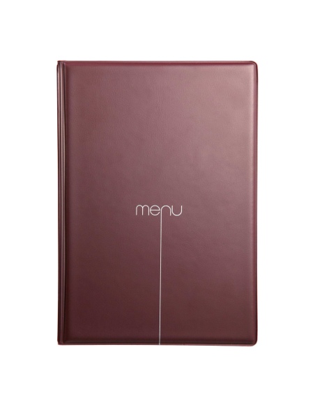 Porta Menu RISTO A4 scritta menu serigrafata 4 buste + 2 tasche BORDEAUX