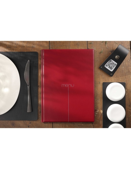 Porta Menu RISTO A4 scritta menu serigrafata 4 buste + 2 tasche BORDEAUX