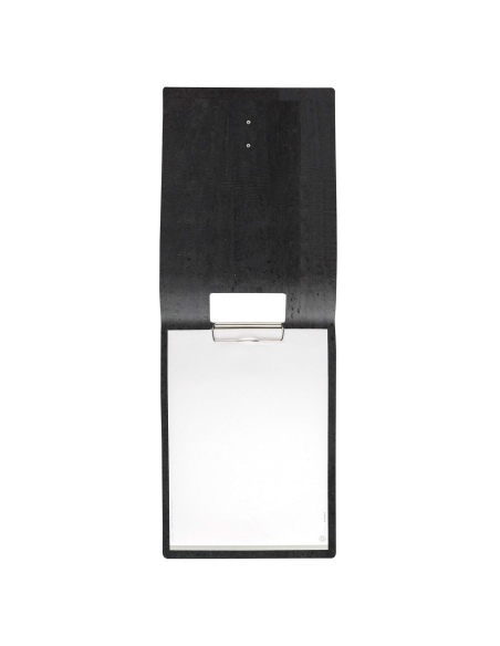 CITY MENU porta menu A4 etichetta METAL STANDARD "menu" molla ferma fogli SUGHERO NERO sp. 2.5