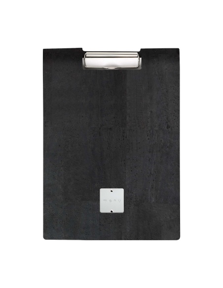 CITY MENU porta menu A4 etichetta METAL STANDARD "menu" molla ferma fogli SUGHERO NERO sp. 2.5