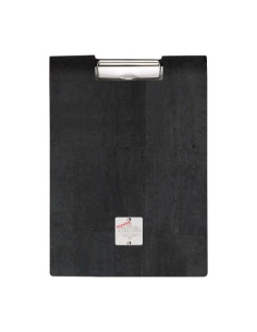 CITY MENU porta menu A4 etichetta METAL "personalizzata" (minimo 18 pezzi) molla ferma fogli SUGHERO NERO sp. 2.5 2