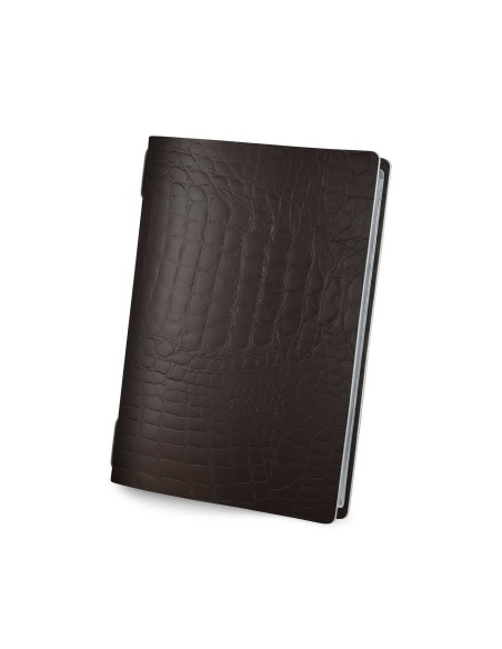 Porta Menu A5 (16,5x23,1 cm) senza etichetta 2 buste (4 facciate) elastico nero FASHION MARRONE COCCODRILLO