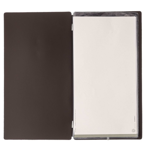 Porta Menu A4 SLIM (17,4x31,8 cm) senza etichetta 2 buste (4 facciate) elastico nero SUGHERO NATURALE sp. 1.4