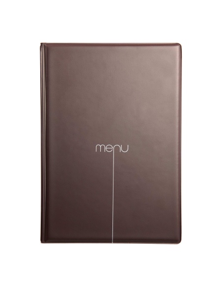 Porta Menu RISTO A4 scritta menu serigrafata 4 buste + 2 tasche CACAO