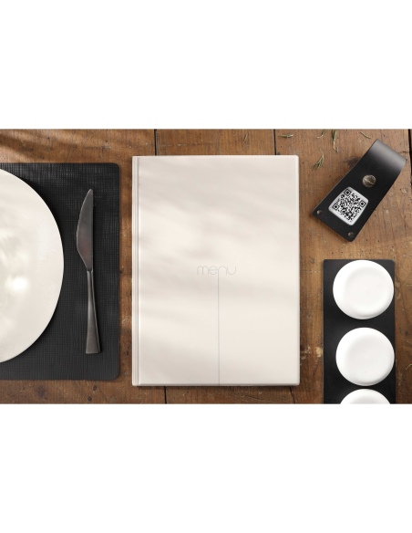 Porta Menu RISTO A4 scritta menu serigrafata 4 buste + 2 tasche SABBIA