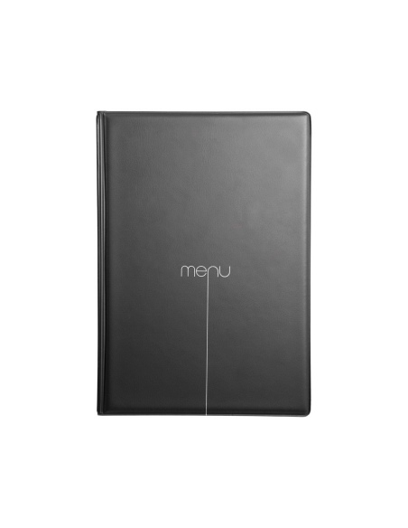 Porta Menu RISTO A5 scritta menu serigrafata 4 buste + 2 tasche NERO