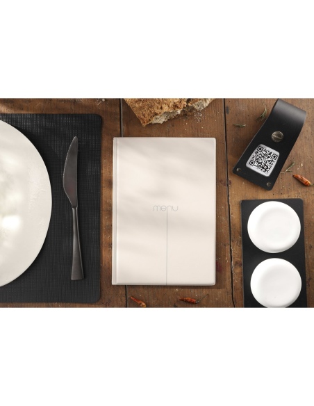 Porta Menu RISTO A5 scritta menu serigrafata 4 buste + 2 tasche SABBIA