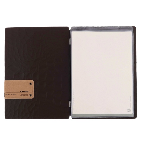 Porta Menu A5 (16,5x23,1 cm) etichetta PATCH "menu" 2 buste (4 facciate) elastico nero FASHION MARRONE COCCODRILLO