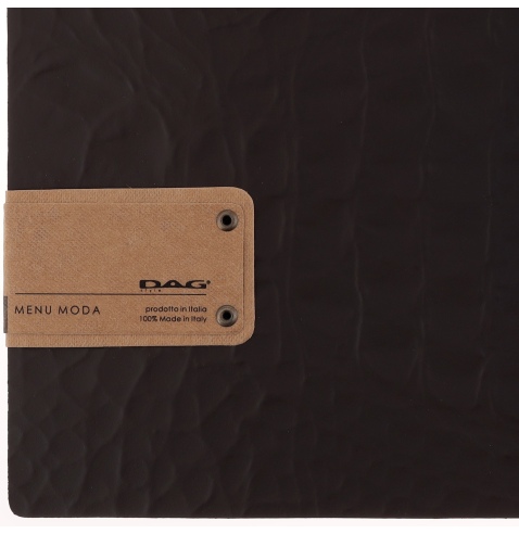 Porta Menu A5 (16,5x23,1 cm) etichetta PATCH "menu" 2 buste (4 facciate) elastico nero FASHION MARRONE COCCODRILLO